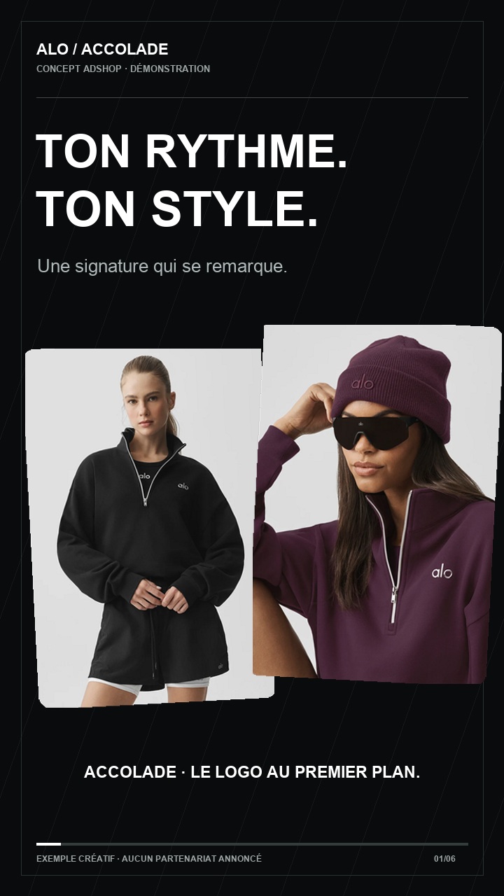 Collection Alo présentée dans les exemples de publicités